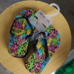 Total Girl Multicolor Flip Flops with Black Straps